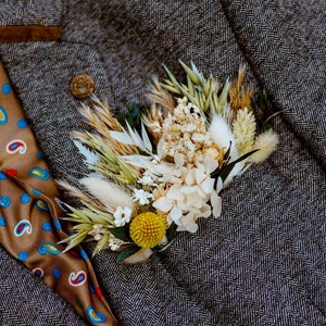 Rustic Dried Flower Wedding Pocket Square Meadow buttonhole boutonniere