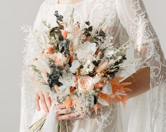Florence Peach Preserved Flower Flat Back Wedding Bridal Bouquet