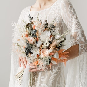 Florence Peach Preserved Flower Flat Back Wedding Bridal Bouquet