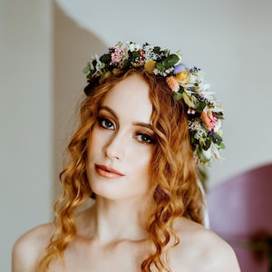 Mollie Colourful Dried Flower Crown Wedding Headband