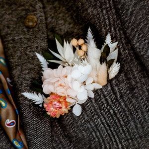Pink Dried Flower Wedding Pocket Square Meadow Buttonhole Boutonniere