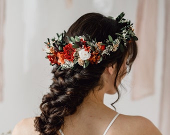 Serre-tête couronne de fleurs séchées automnal ronce