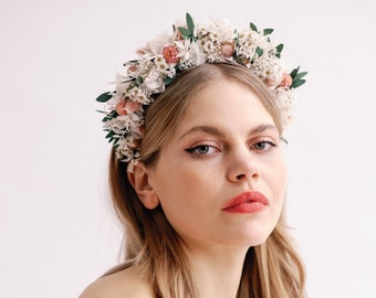 Daisy Dried Flower Crown Wedding Headband