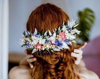 Ziggy Pastel Bridal Dried Flower Wedding Headpiece