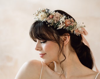 Bandeau de mariée couronne de fleurs séchées bohème de l'Arizona