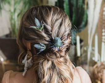 Astrid Sea Holly Thistle Wedding Hair Pin