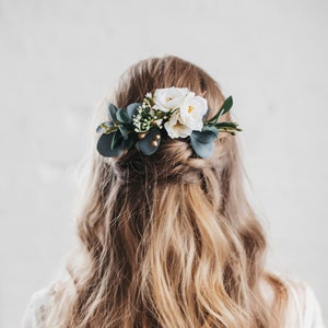 Sage Eucalyptus Wild Rose Wedding Bridal Hair Comb Accessory