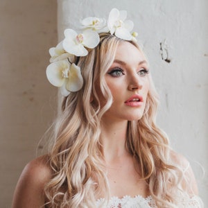 Esme Orchid Wedding Flower Headband Ivory
