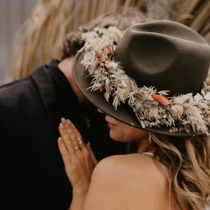 Bea Autumnal Dried Flower Bridal Fedora Wedding Hat