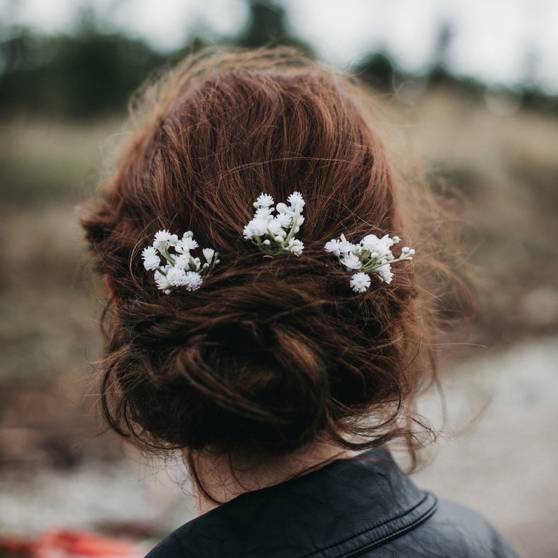 Hettie Gypsophila Babies Breath Wedding Hair Pins image 2