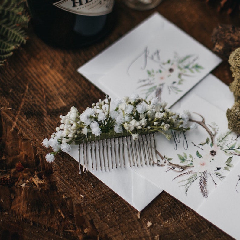 Eva Gypsophila Wedding Bridal Hair Comb image 2