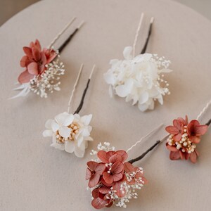 Coral Preserved Flower Wedding Hair Pin Set