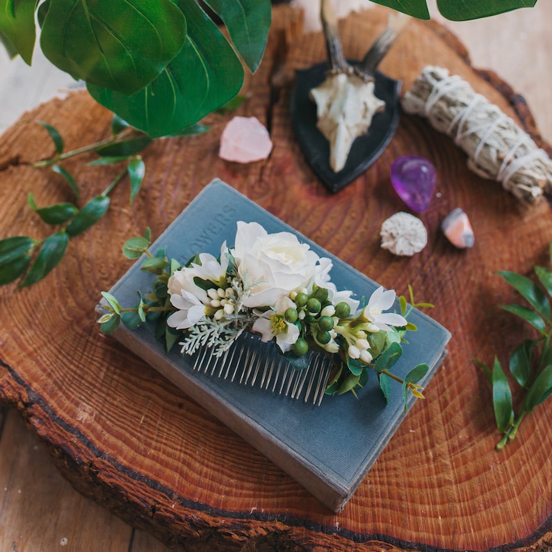 Serenity Wedding Flower Hair Comb Bridal Accessory image 3