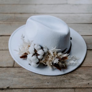 Coco Dried Flower Bridal Fedora Wedding Hat image 3