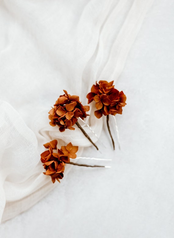 Ophelia Preserved Hydrangea Wedding Flower Hair Pins
