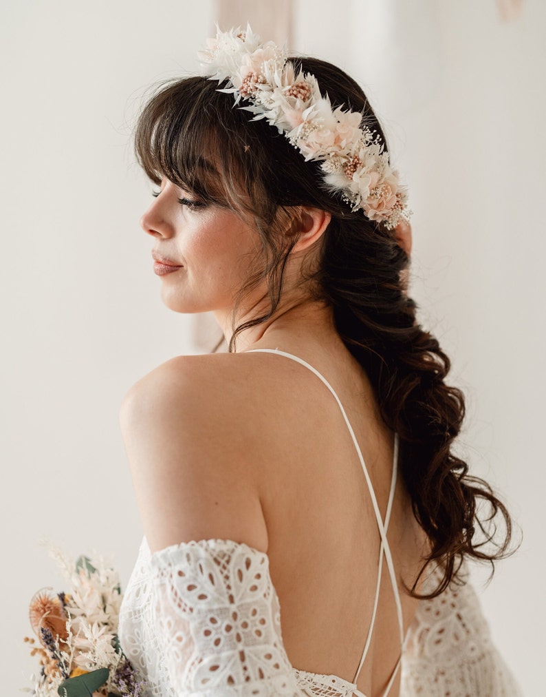 Grace Pink and White Hydrangea Bridal Flower Crown Headband