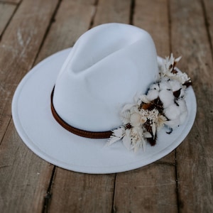 Coco Dried Flower Bridal Fedora Wedding Hat image 5