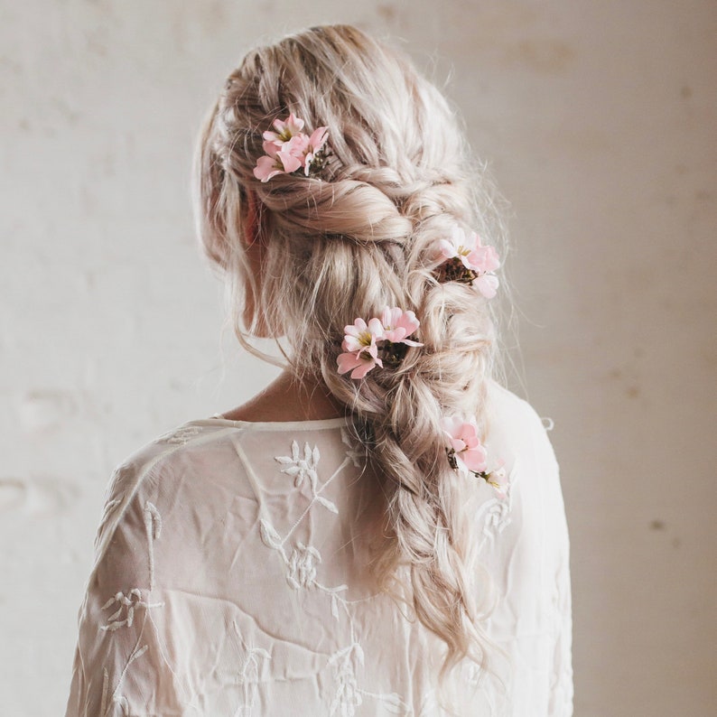 Poppy Pink Wedding Flower Hair Pins Etsy