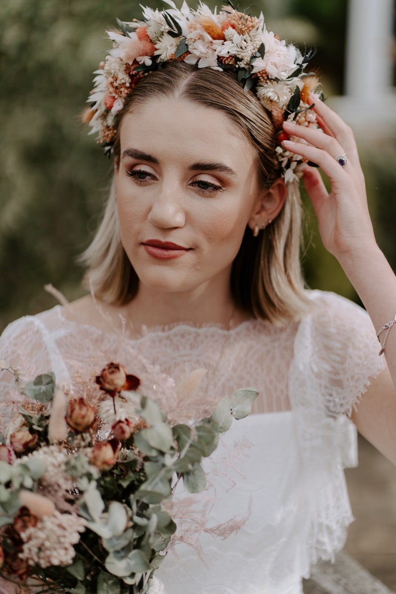 Mira Dried Flower Crown Wedding Bridal Headband image 3