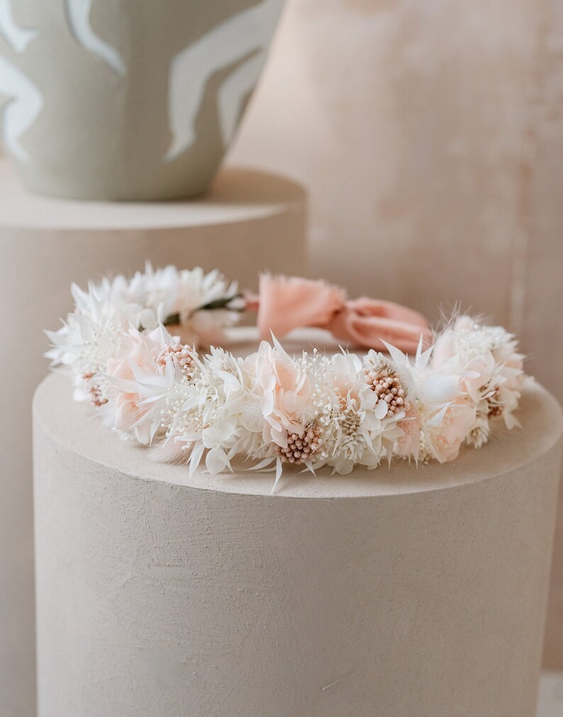 Grace Pink and White Hydrangea Bridal Flower Crown Headband