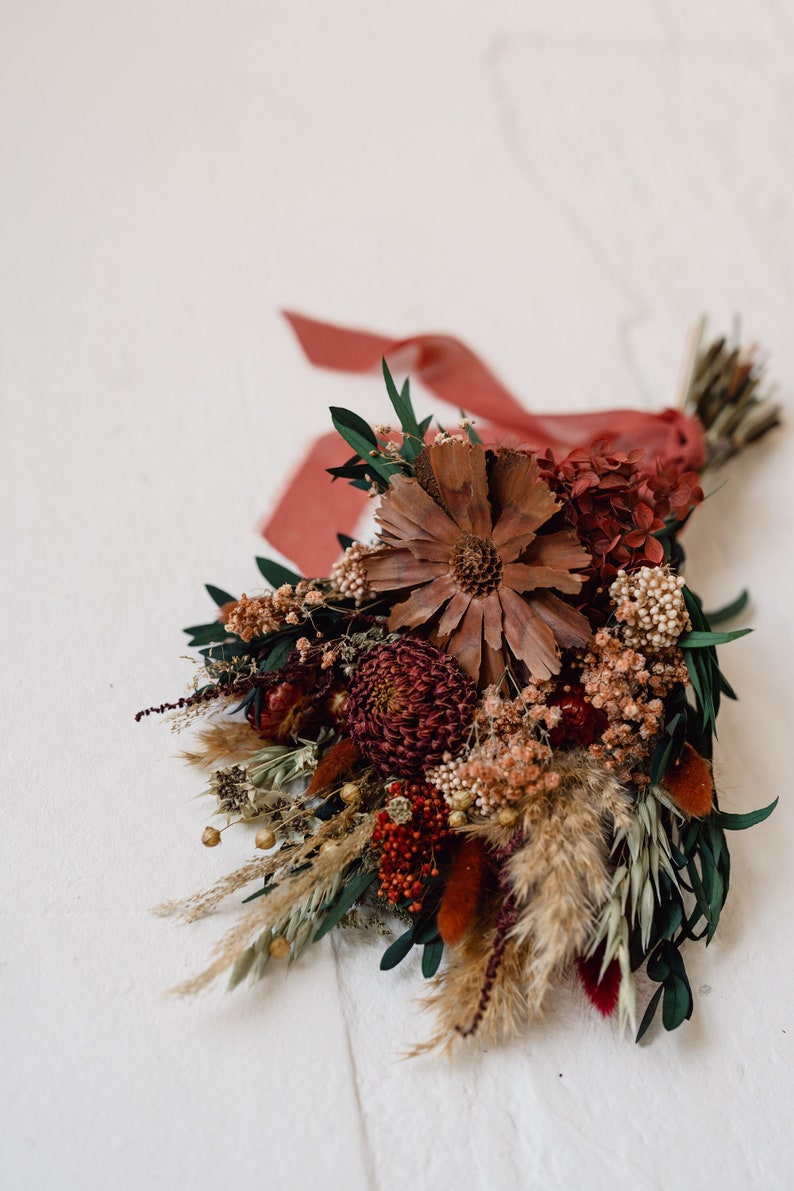 Bramble petite autumnal dried flower bridal bridesmaid bouquet