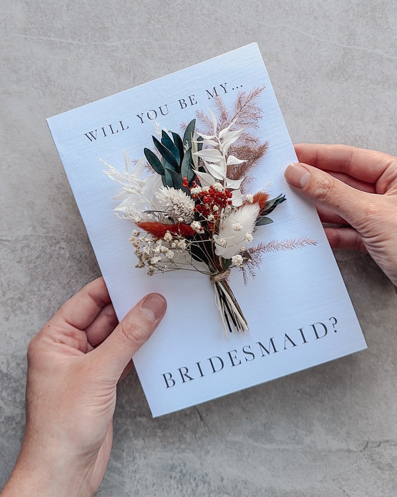 Bridesmaid Flower Girl Proposal Dried Flower Bunch Card image 3