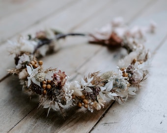 Pax Boho Dried Flower Crown Wedding Headband