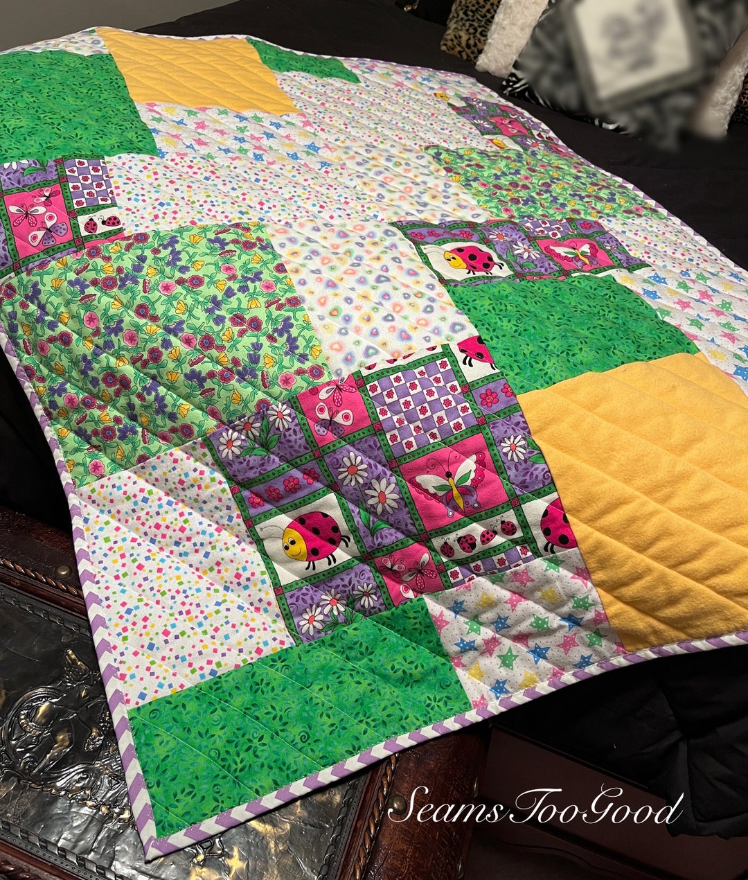 Girl Ladybug and Butterfly Baby Crib Size Quilt or Toddler Etsy