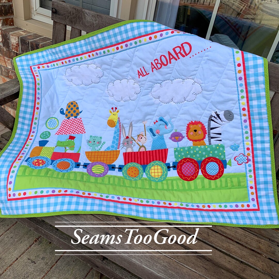 Baby Crib Size Quilt or Toddler Size Quilt. All Aboard Train Etsy