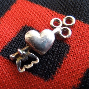 Sterling Heart Key Charm Vintage Key To My Heart Sterling Silver Charm for Bracelet from Charmhuntress 02702