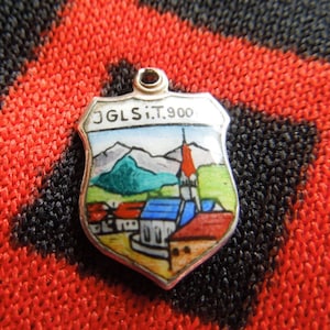 Enamel Silver European Charm European Scenic Travel Shield 800 Silver Charm for Bracelet from Charmhuntress 02330