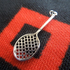Sterling Tennis Racket Charm Sports Game Paddle Silver Charm for Bracelet from Charmhuntress 01501