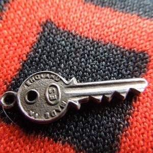 Silver Key Charm Vintage English Silver Key Charm  for Bracelet from Charmhuntress 03061
