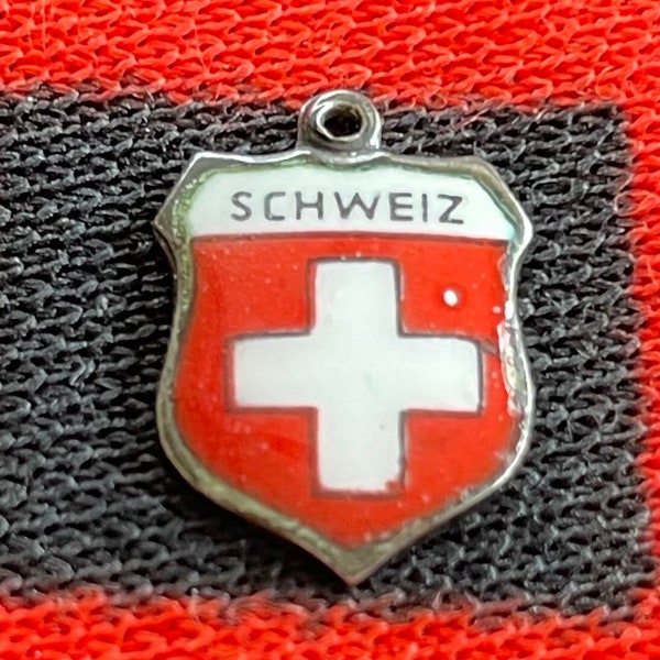 Enamel Silver Schweiz Charm Switzerland Travel Shield 800 Silver Charm for Bracelet from Charmhuntress 07963