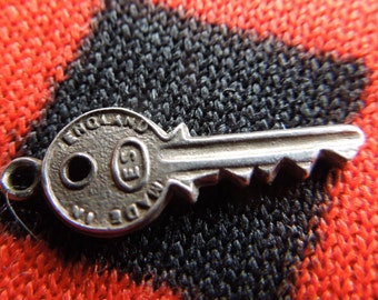 Silver Key Charm Vintage English Silver Key Charm  for Bracelet from Charmhuntress 03061