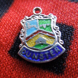 Enamel Silver Dunster Charm England Travel Shield Crest Silver Charm for Bracelet from Charmhuntress 02314