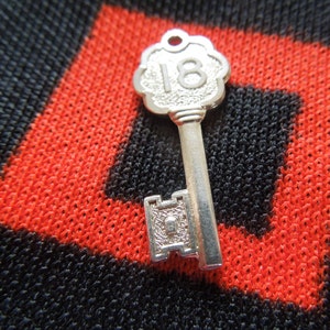 Silver Skeleton Key Charm Ornate 18th Birthday Silver Charm for Bracelet from Charmhuntress 03698