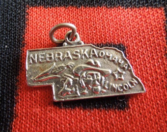 Sterling Nebraska Charm Nebraska State Map Silver Charm for Bracelet from Charmhuntress 02499