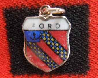 Enamel Ford Charm Ford Last Name Family Crest Shield Silver Plate Charm for Bracelet from Charmhuntress 07004