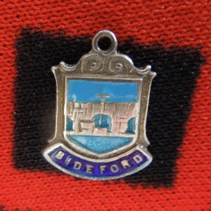 Enamel Silver Bideford Charm England Travel Shield Sterling Silver Charm for Bracelet from Charmhuntress 06804