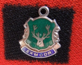 Enamel Silver Exmoor Charm Exmoor National Park England Travel Shield Silver Charm for Bracelet from Charmhuntress 06806