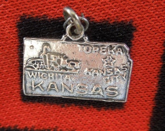 State Map of Kansas Charm Sterling Silver Charm for Bracelet from Charmhuntress 06927