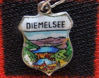 Enamel Silver Diemelsee Charm Germany Scenic Travel Shield Silver Charm for Bracelet from Charmhuntress 06239