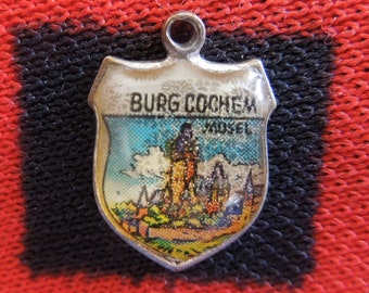 Enamel Burg Cochem Charm Cochem Castle Germany Scenic Travel Shield Silver Tone Charm for Bracelet from Charmhuntress 07654