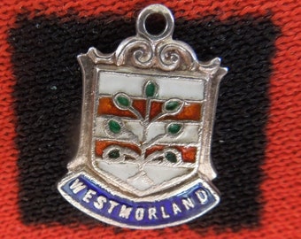 Enamel Sterling Westmorland Charm England Travel Shield Sterling Silver Charm for Bracelet from Charmhuntress 07483