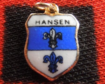 Enamel Hansen Charm Hansen Last Name Family Crest Shield Silver Plate Charm for Bracelet from Charmhuntress 07235