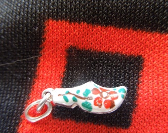 Enamel Silver Dutch Clog Charm Figural Dutch Shoe Sterling Silver Charm for Bracelet from Charmhuntress 03519