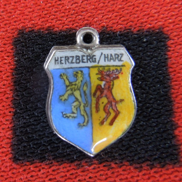Enamel Silver Herzberg/Harz Charm Coat of Arms Germany 835 Silver Travel Shield Charm for Bracelet from Charmhuntress 07432