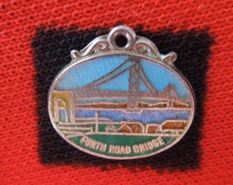 Sterling Enamel Forth Road Bridge Charm Scotland Scenic Travel Shield Sterling Silver Charm for Bracelet from Charmhuntress 06549