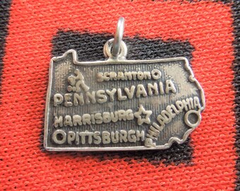 Sterling Pennsylvania Charm Pennsylvania State Map Silver Charm for Bracelet from Charmhuntress 07363